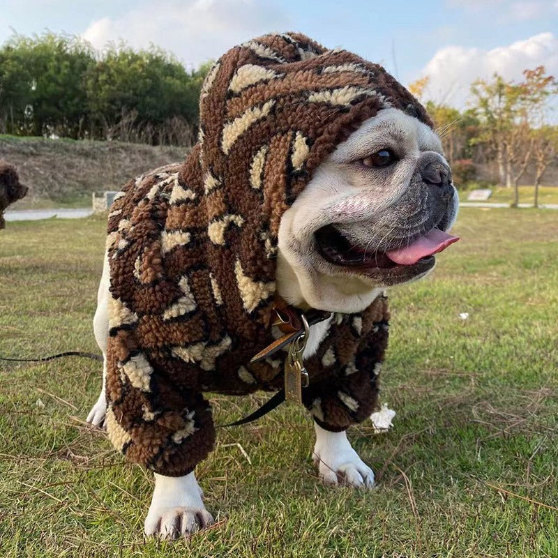 Trendy French Bulldog Sherpa Hoodie – Double-layer Thick Winter Dog J...