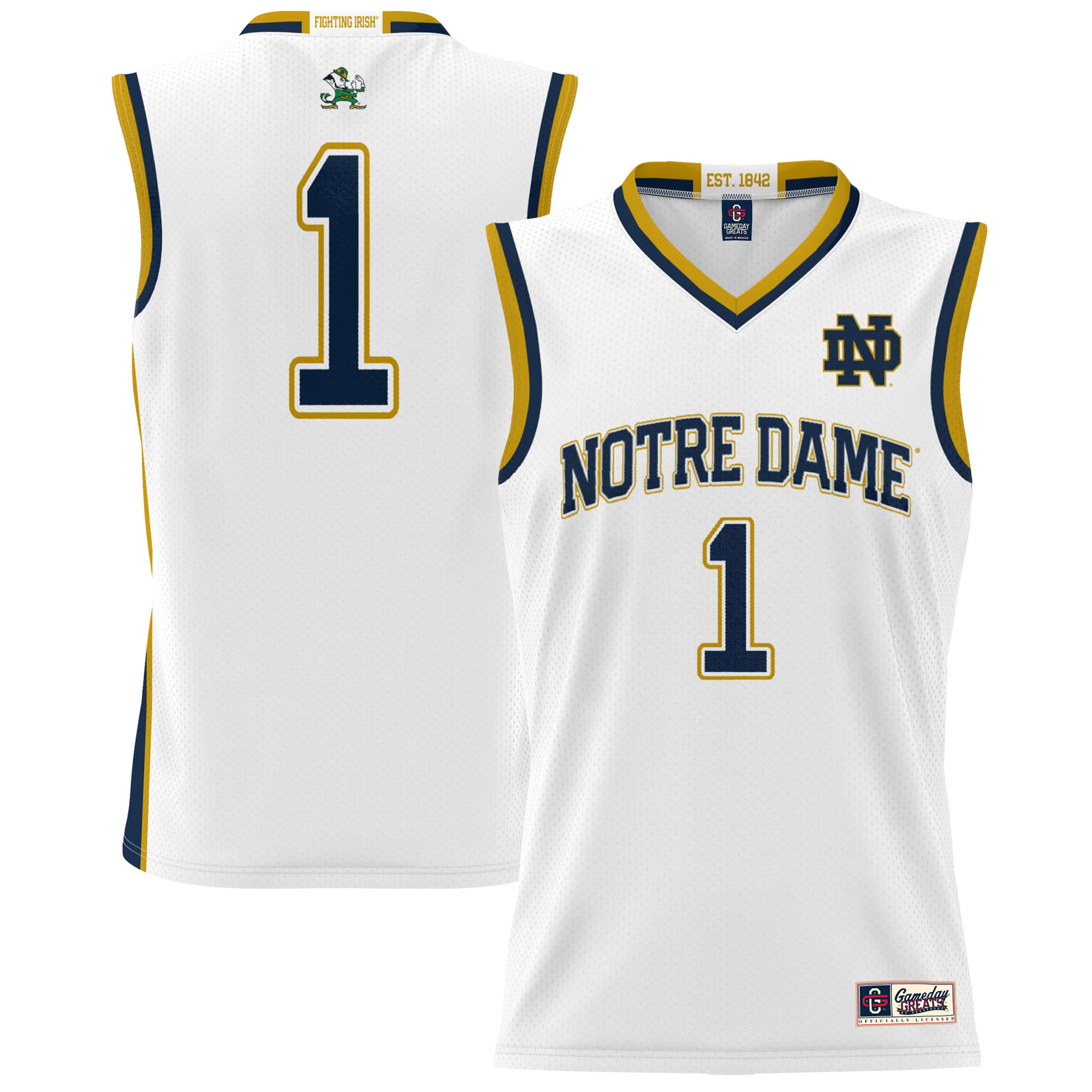 [NJP] Notre Dame Fighting Irish GameDay Greats Youth Lightweight Basketball Jersey - White