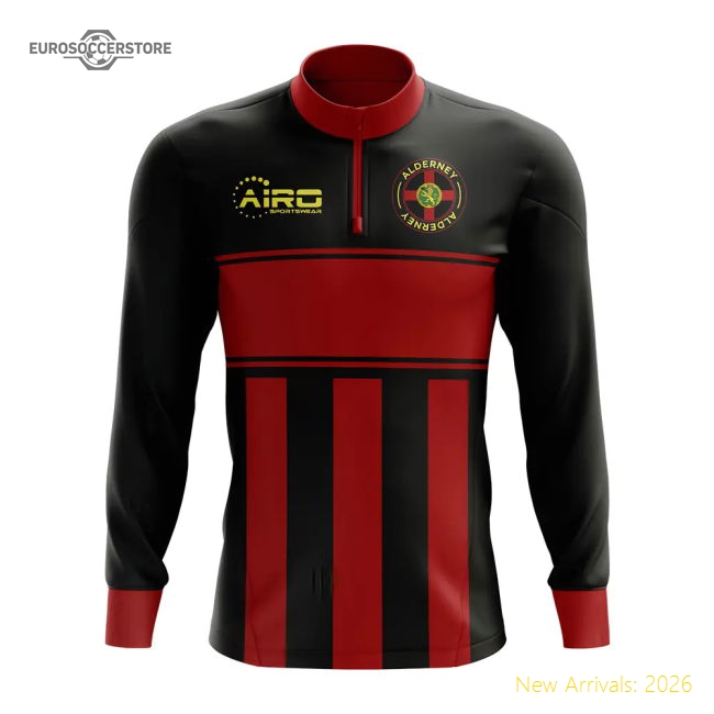 Alderney Concept Football Half Zip Midlayer Top (Black-Red)