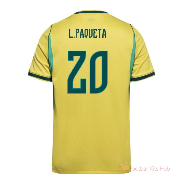 Brazil 2026-2027 Home Shirt Football Jersey L Paqueta #20