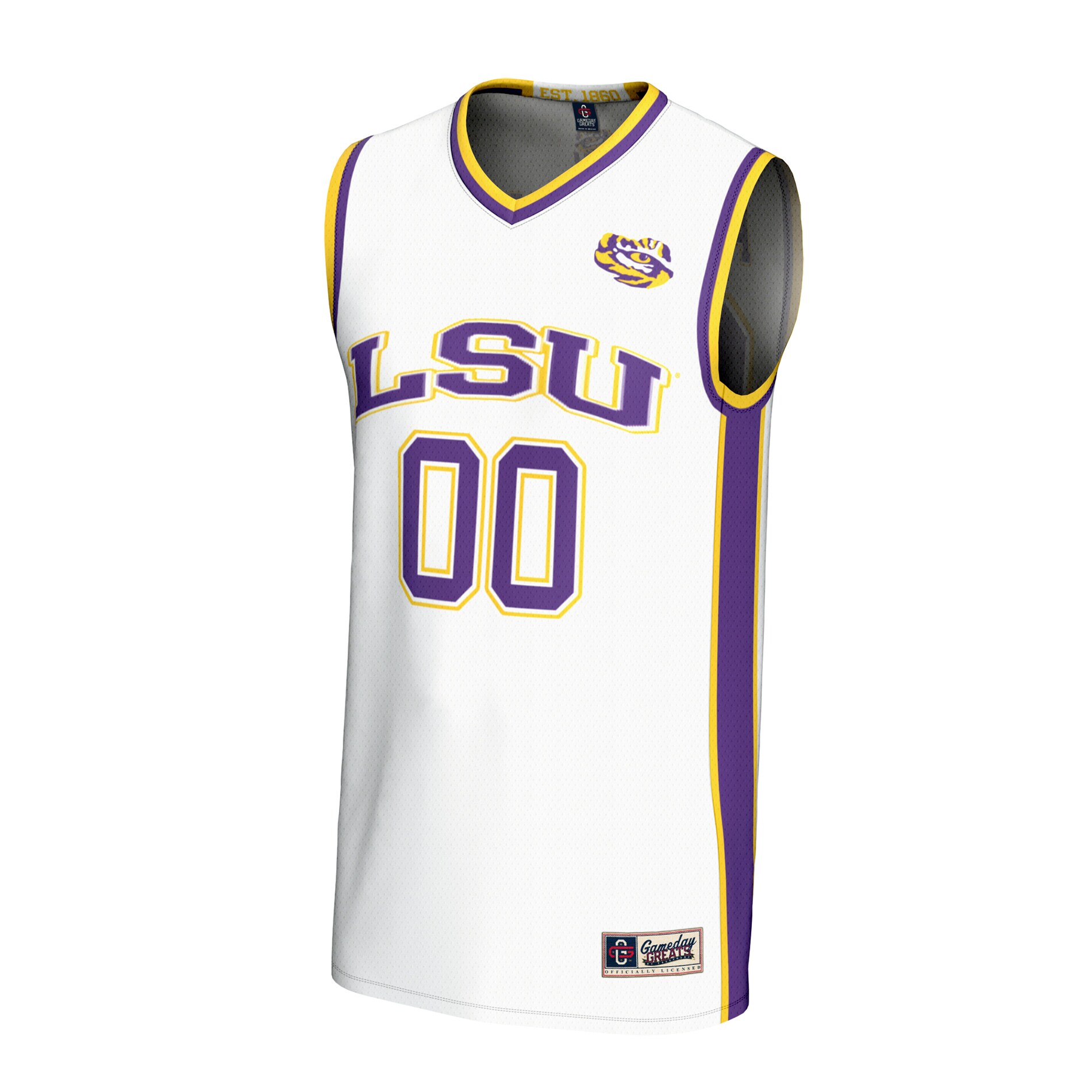 [DDG] LSU Tigers GameDay Greats Youth NIL Pick-A-Player Lightweight Collegiate Men's Basketball Fashion Jersey - White