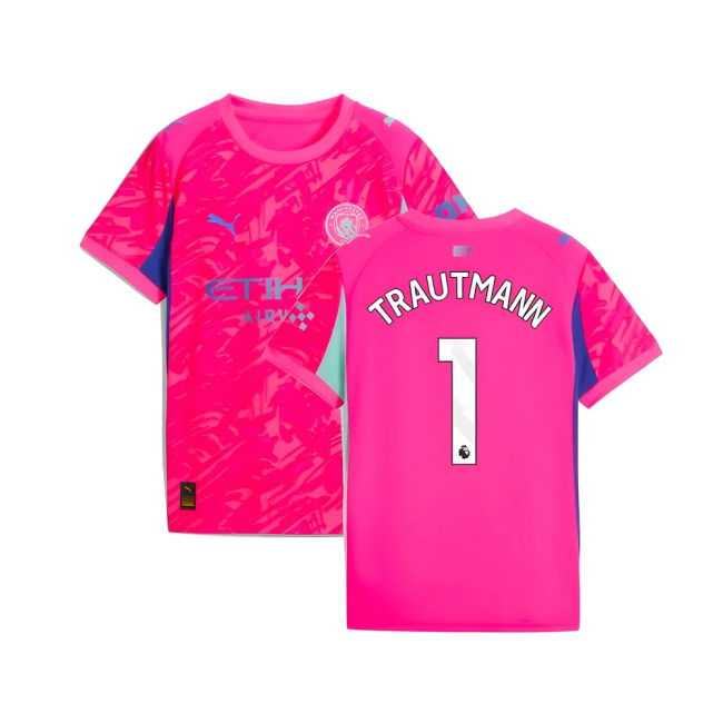 2025-2026 Man City Goalkeeper Home Shirt (Pink) - Kids (Trautmann 1)