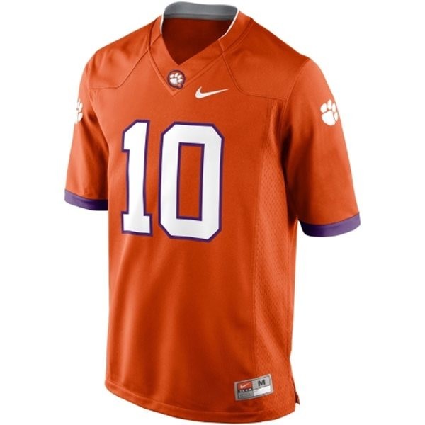 Nike Clemson Tigers Orange #10 Men Orange Premium Stitched Jersey