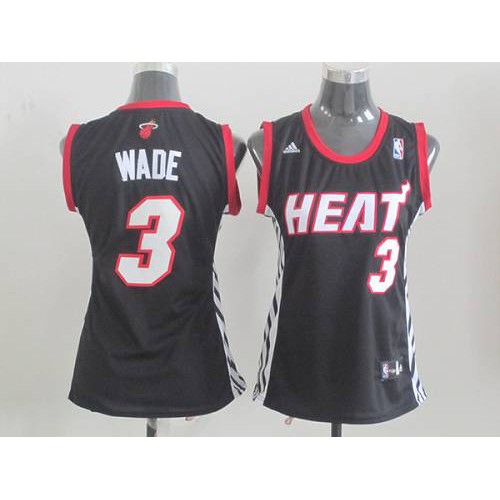 Miami Heat #3 Dwyane Wade Black Road Womens Stitched NBA Jersey Womens