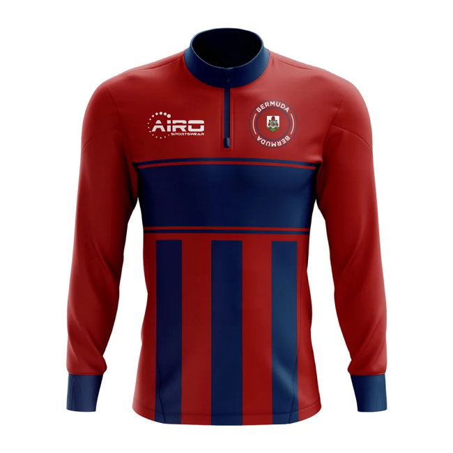Bermuda Concept Football Half Zip Midlayer Top (Red-Blue)