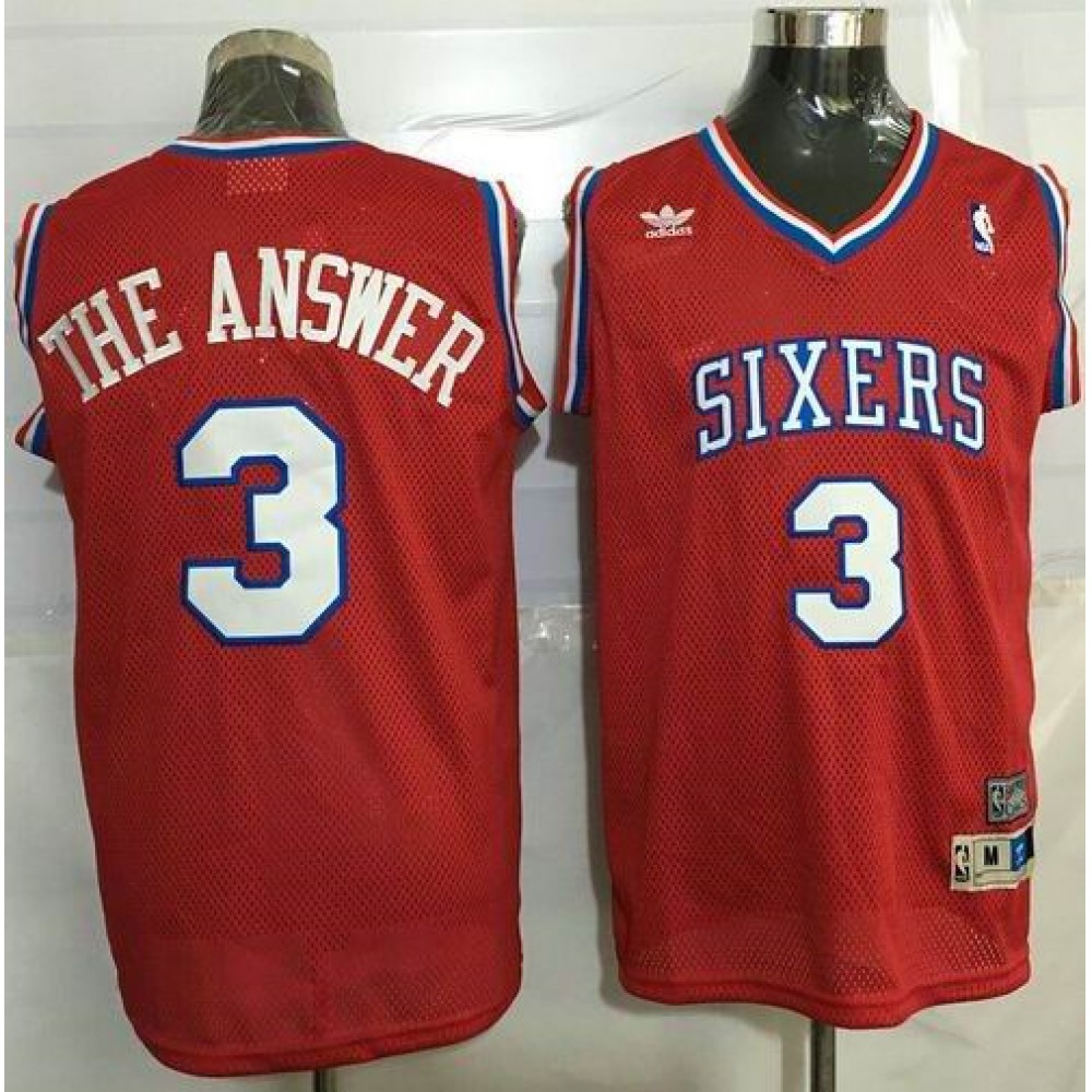 76ers #3 Allen Iverson Red Throwback 