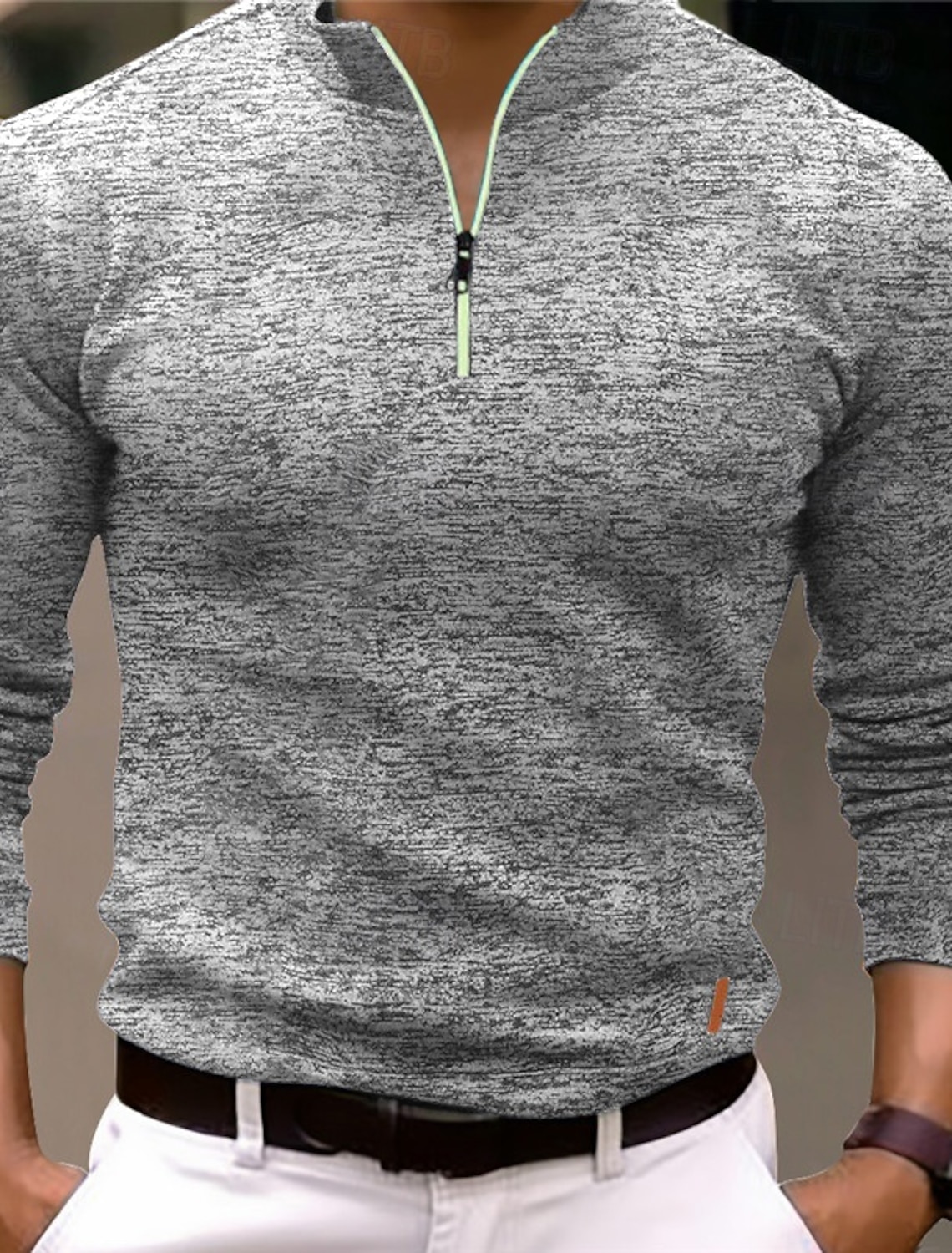 Men's Polo Shirts Quarter Zip Polo Sports & Outdoor Casual Daily Standing Collar Quarter Zip Long Sleeve Fashion Basic Solid Color Pocket Spring & Fall Regular Fit Black Navy Blue Ocean Blue Orange
