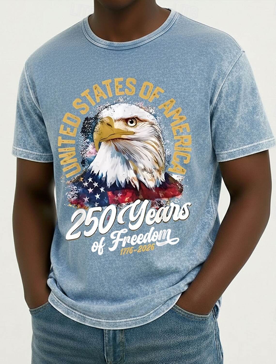 4th of July 2026 250th Memorial Day Patriotic Patriot Graphic American Flag Short Sleeve T-Shirt