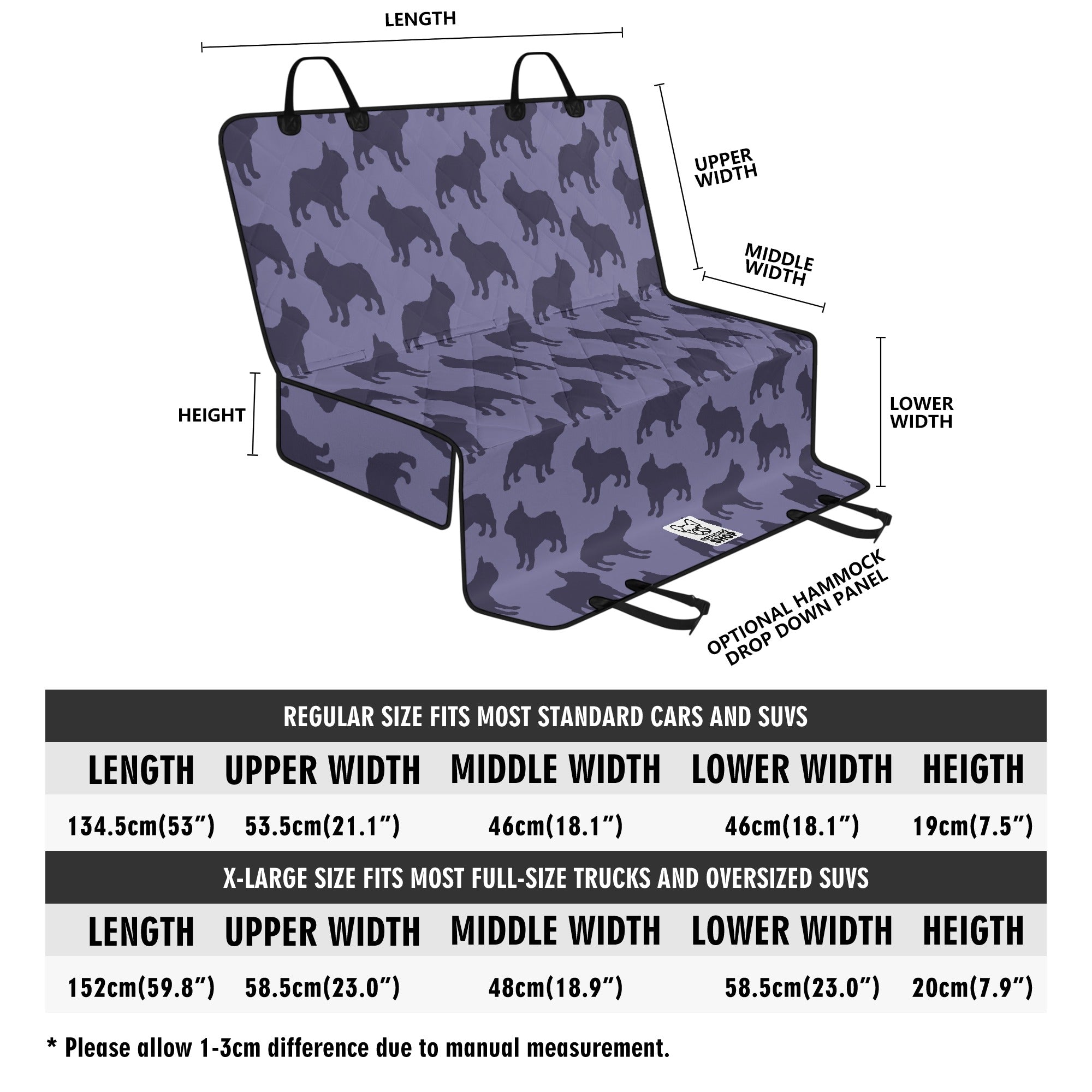 Mansel - Car Pet Seat Covers for french bulldog