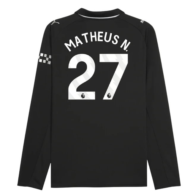 2025-2026 Man City Long Sleeve Away Shirt (Matheus N. 27)