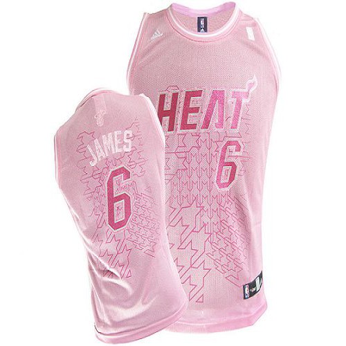 Miami Heat #6 LeBron James Pink Fashion Womens Stitched NBA Jersey Womens