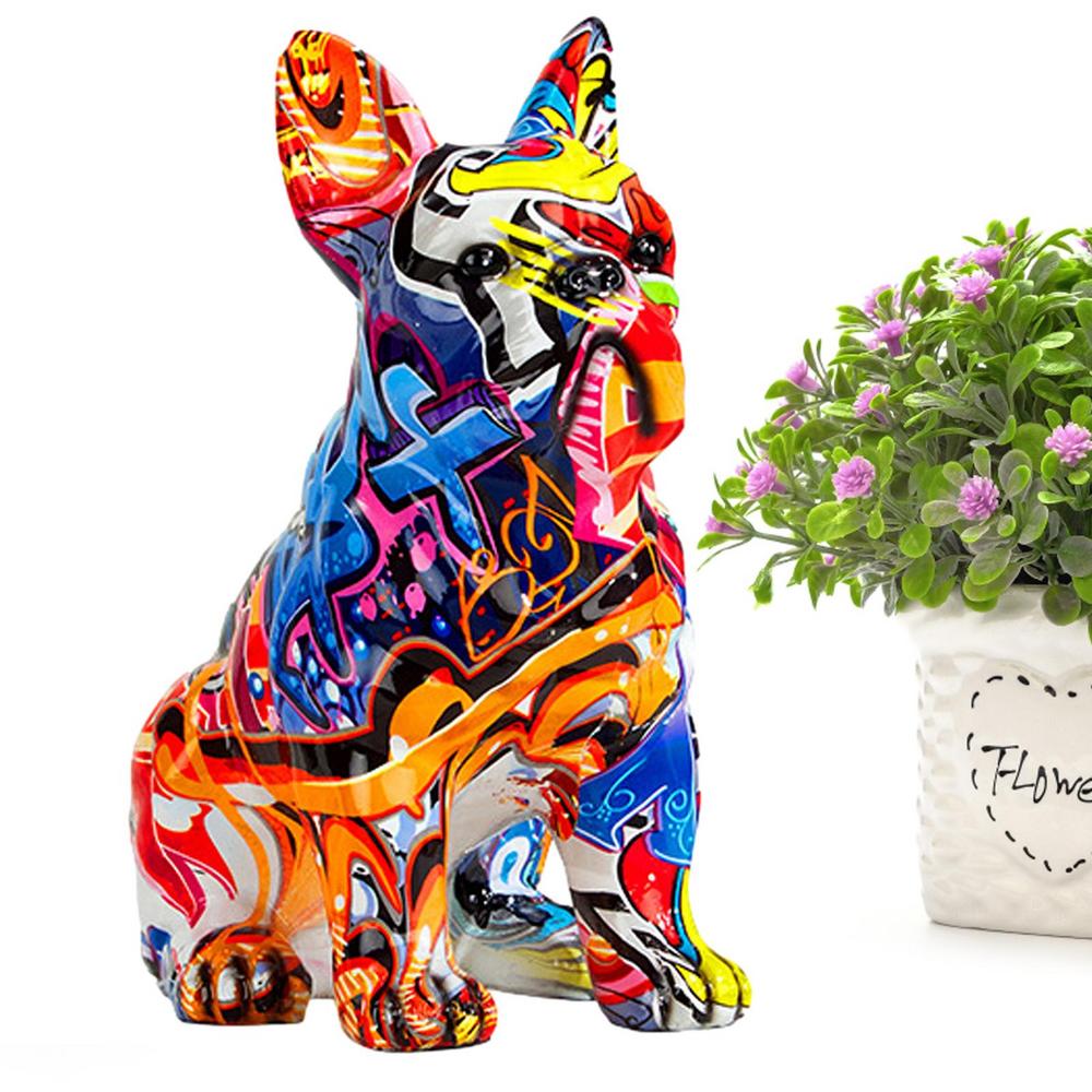 Trendy Chromabulldog Vibrant Frenchie Figurines Resin Statue for French