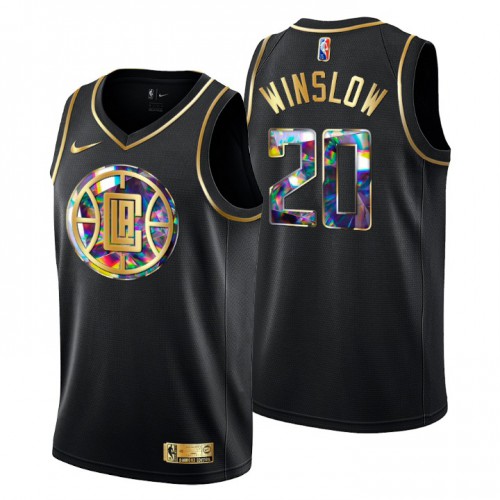 Los Angeles Los Angeles Clippers #20 Justise Winslow Mens Golden Edition Diamond Logo 2021/22 Swingman Jersey ¨C Black Mens