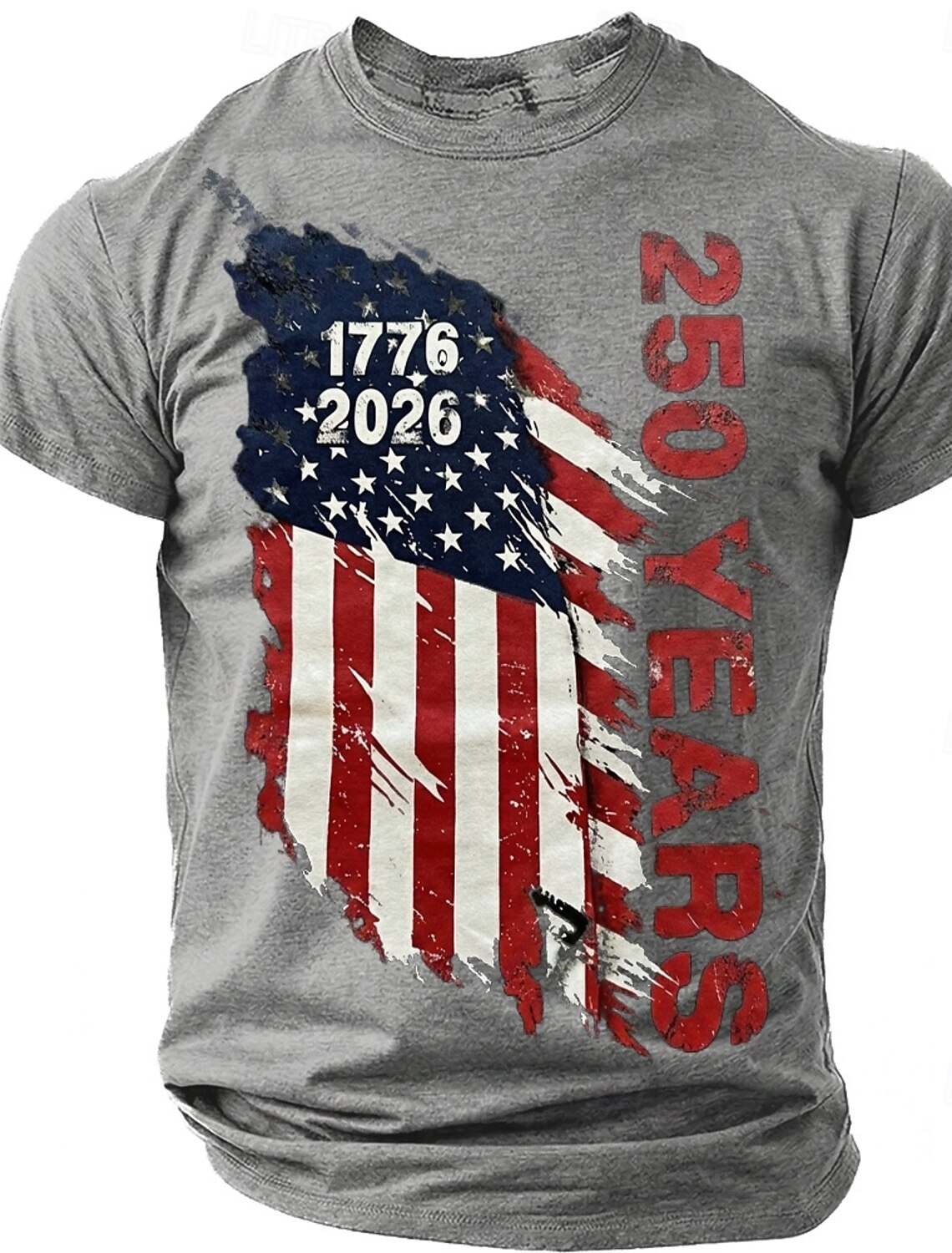 4th of July 2026 250th Men's American US Flag T Shirt Short Sleeve T shirt 3D Print Crew Neck Shirt Vintage Retro Patriotic Daily Festival Blue Light Blue Lake Blue Summer Spring Clothing Apparel S M