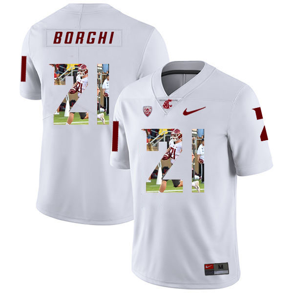 Men's None White 2024 official Max Borghi #21 college football Jersey