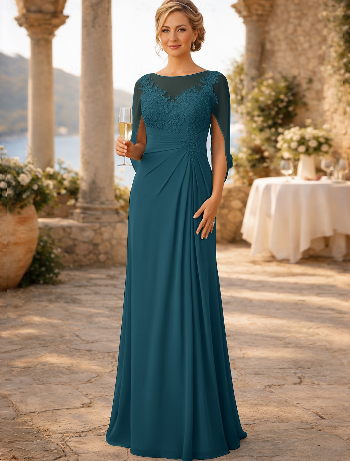 Sheath Column Floor Length Wedding Guest Dress Formal Dresses Evening Gown Mother of the Bride Dress Sleeveless Crew Neck Elegant Wedding Guest Engagement Party Chiffon with Appliques Ruching