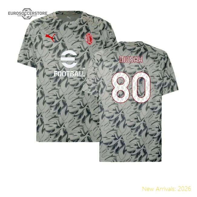 Premium 2025-2026 Ac Milan Warm Up Football Jersey (smokey Gray) (m