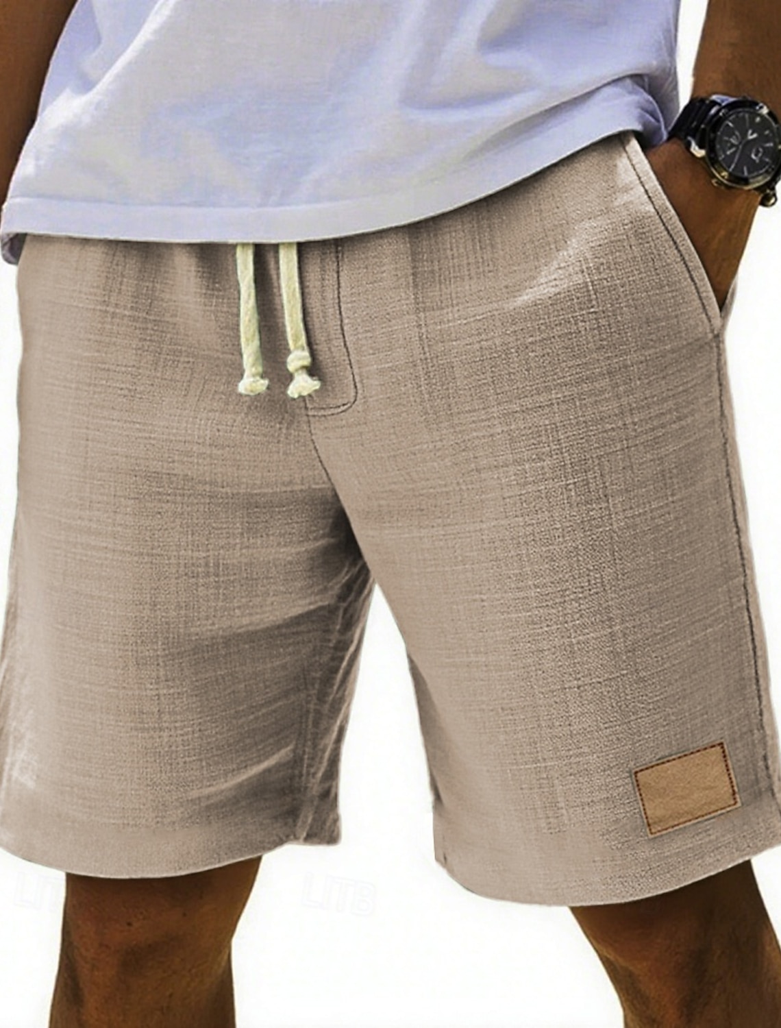 Men's Shorts Summer Beach Pocket Elastic Waist Drawstring Plain #1