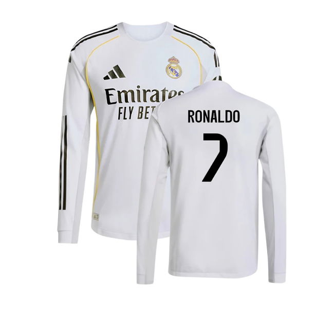 2025-2026 Home Shirt by Real Madrid Authentic Long Sleeve (Unisex