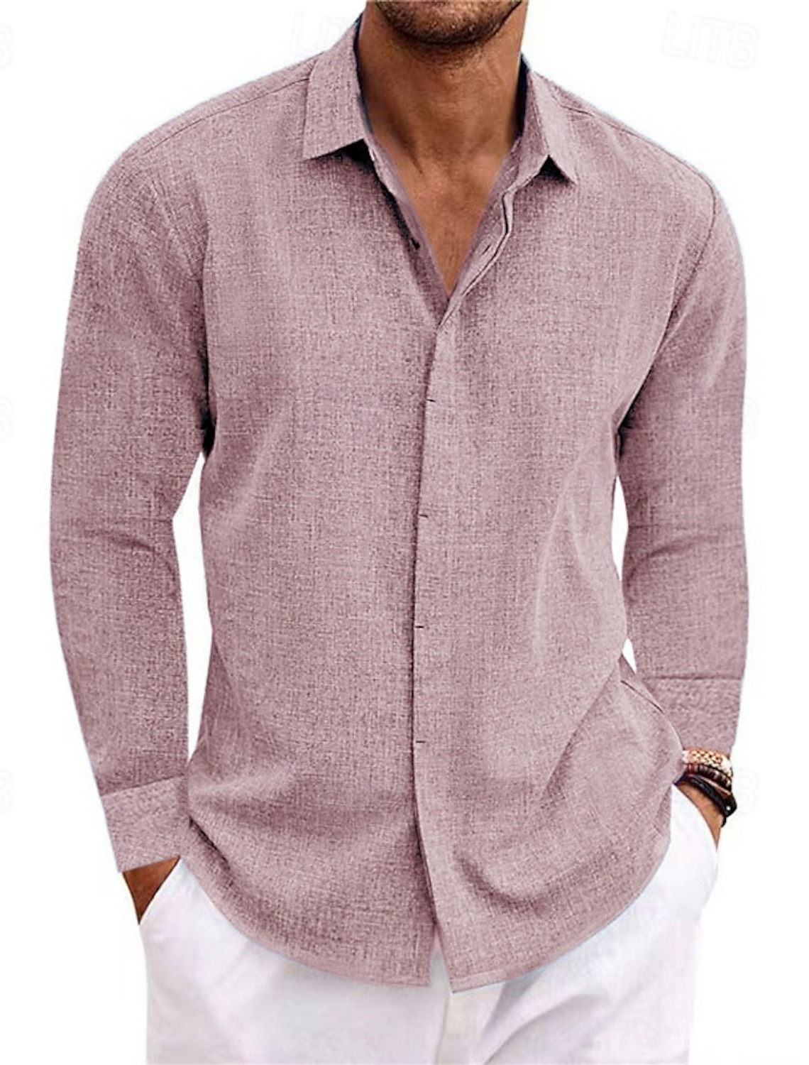 Men's Shirt Linen Summer Button Down Casual Beach Solid Color Vacation