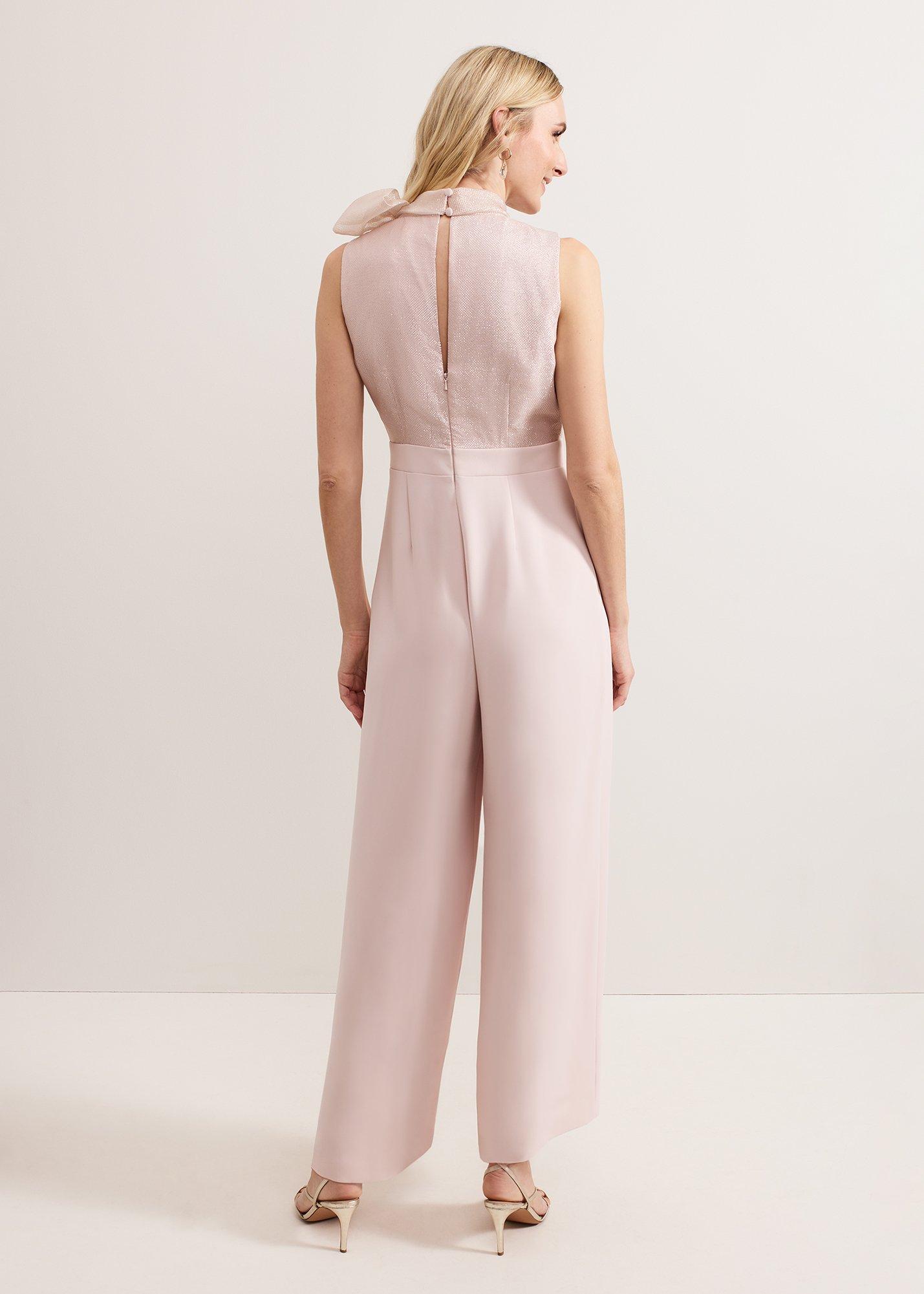 Stephy Shimmer Tie Neck Jumpsuit