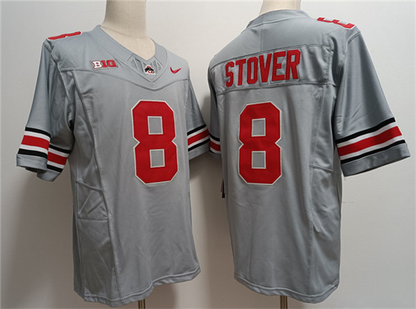 Men's OSU Ohio #8 Cade Stover Gray 2023 official stitched Jersey