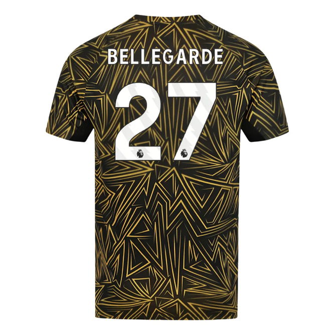 Licensed Wolves Wolves Home Pre Match Shirt Black Bellegarde #27 P...