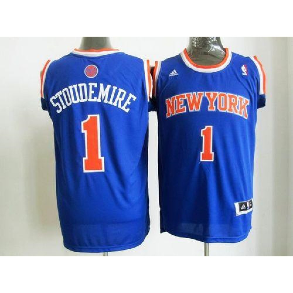 Game Day Retro Men's Knicks #1 Amare Blue Basketball Jersey