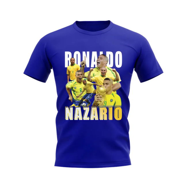 Player Ronaldo Nazario Bootleg T-Shirt (Blue) Replica Official