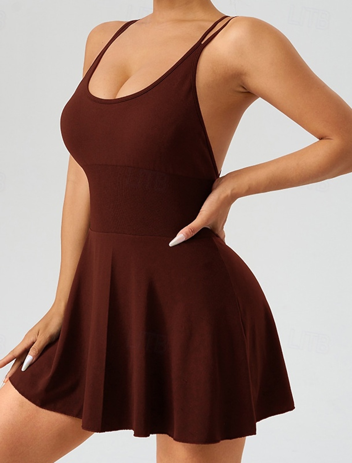 Women's Yoga Dress Athletic Dress Tennis Dress with Built in Shorts and Bra Solid Color Top Summer Black White Golf Athletic Pilates Tummy Control Sleeveless Sport Activewear