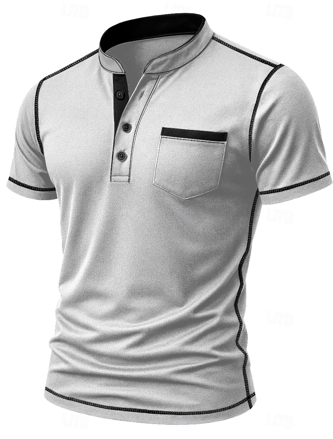 Men's Henley Shirt Tee Top Long Sleeve Solid Color Plain Fashion