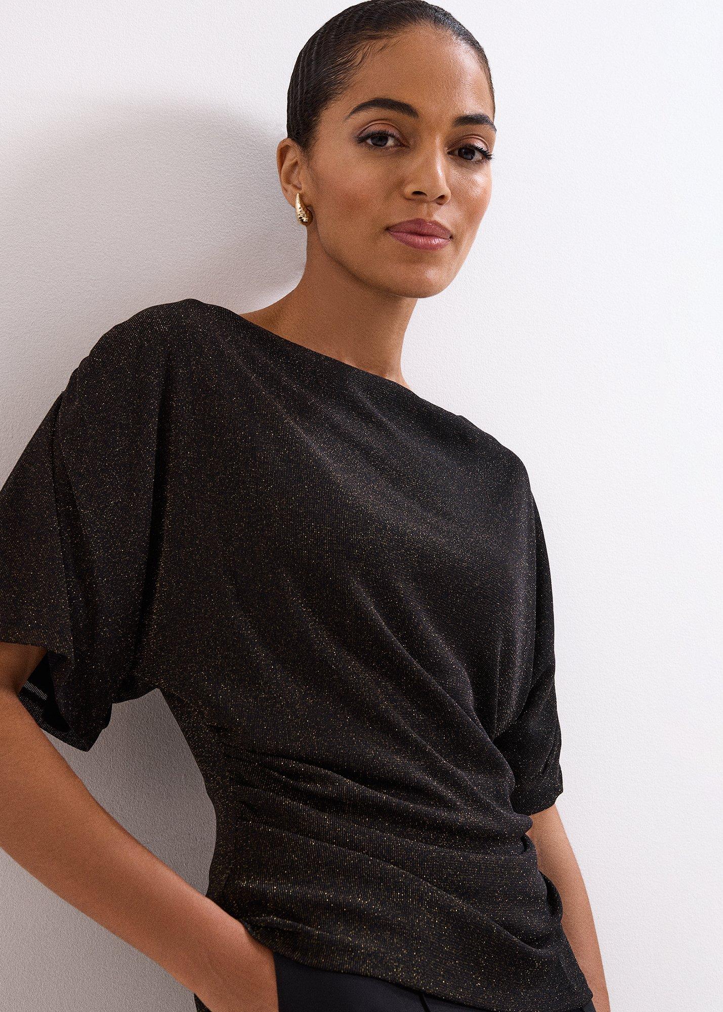 Martha Gold Shimmer Draped Top