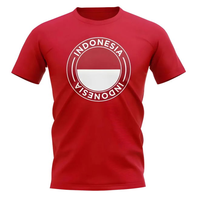 Premium-Quality Indonesia Football Badge T-Shirt (Red)