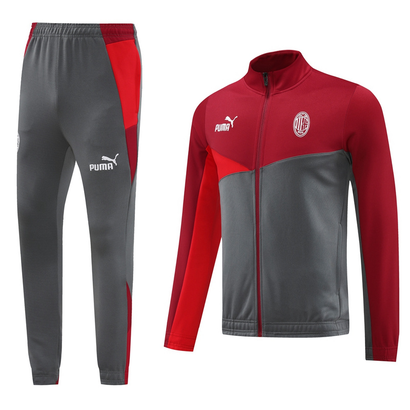 Professional Breathable AC Milan 2425 Red Grey Full Zipper Jacket