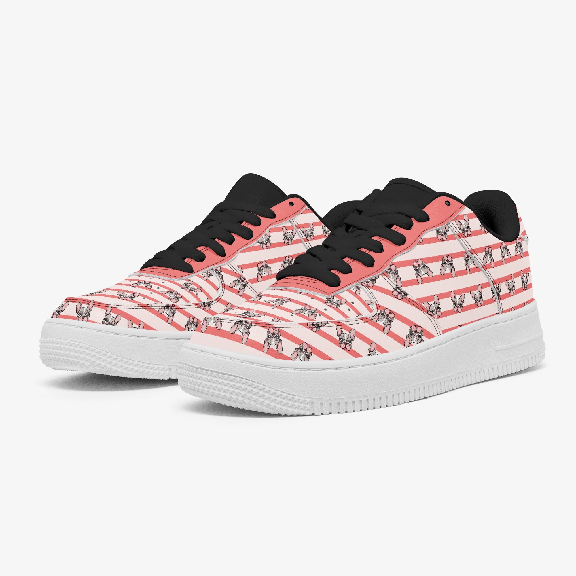 French Bulldog Pickle Low Top Leather Sneakers Frenchie Paw Protection