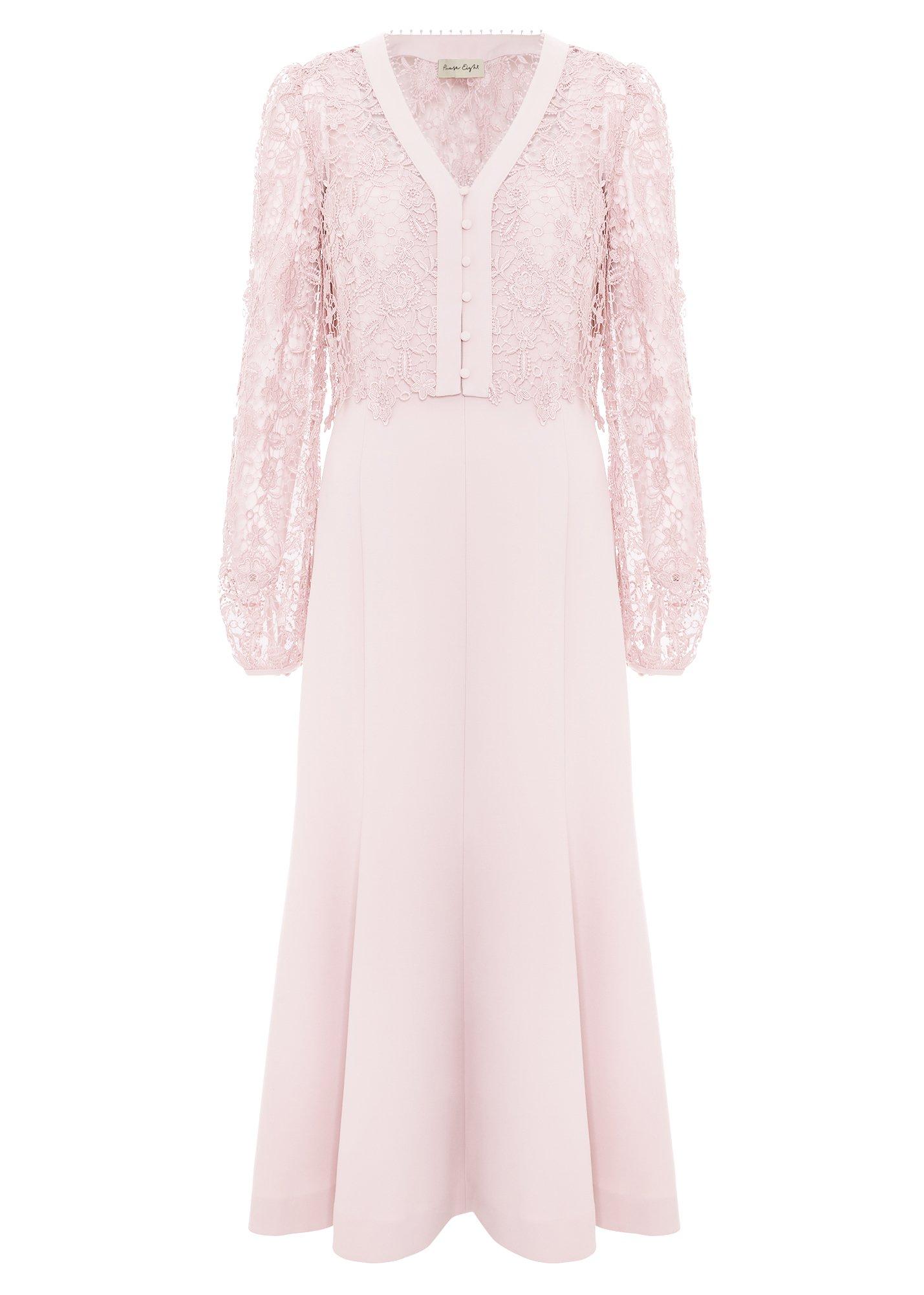 Petite Ayumi Pink Lace Top Midi Dress