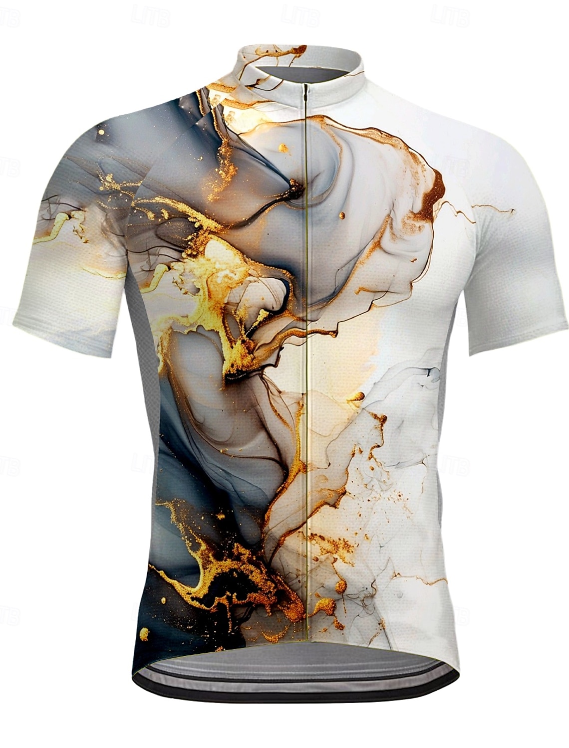 Men's Cycling Jersey Graphic Gradient Short Sleeve Bike Tee Tshirt Top with 3 Rear Pockets Quick Dry Front Zipper Wicking Sports Gold Clothing Apparel