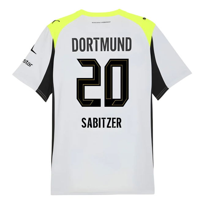 Dortmund Official 2025-2026 Away Shirt (Sabitzer 20) | Player Issue
