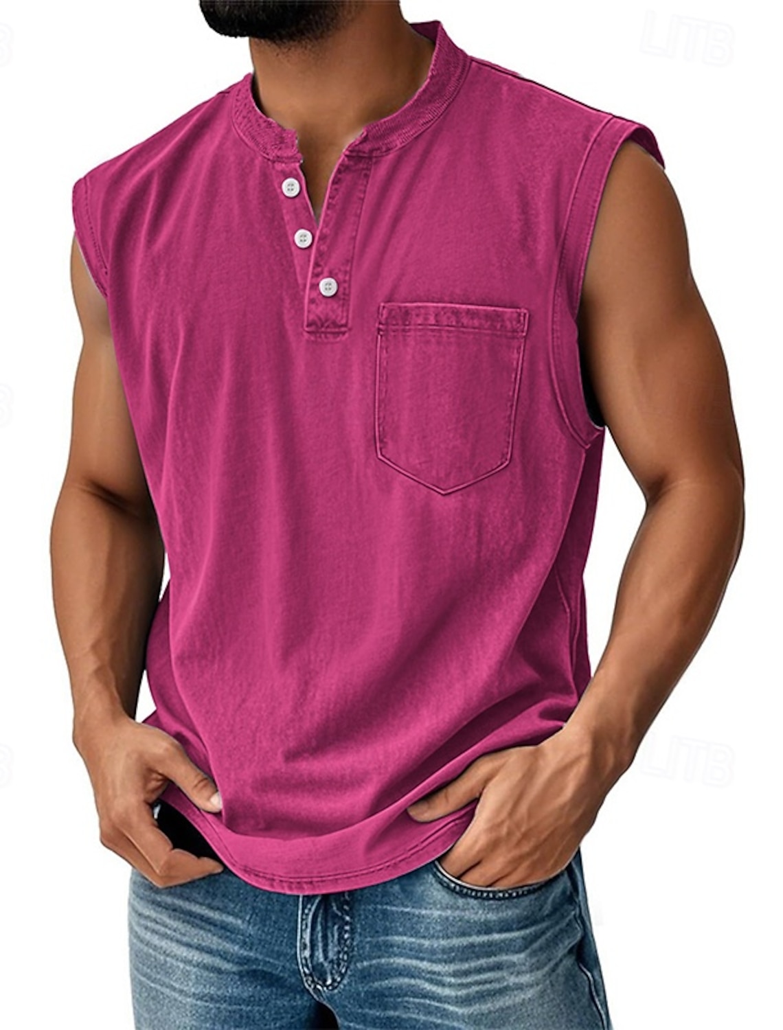 Men's Vintage Tank Top 100% Cotton Acid Wash Vest Undershirt
