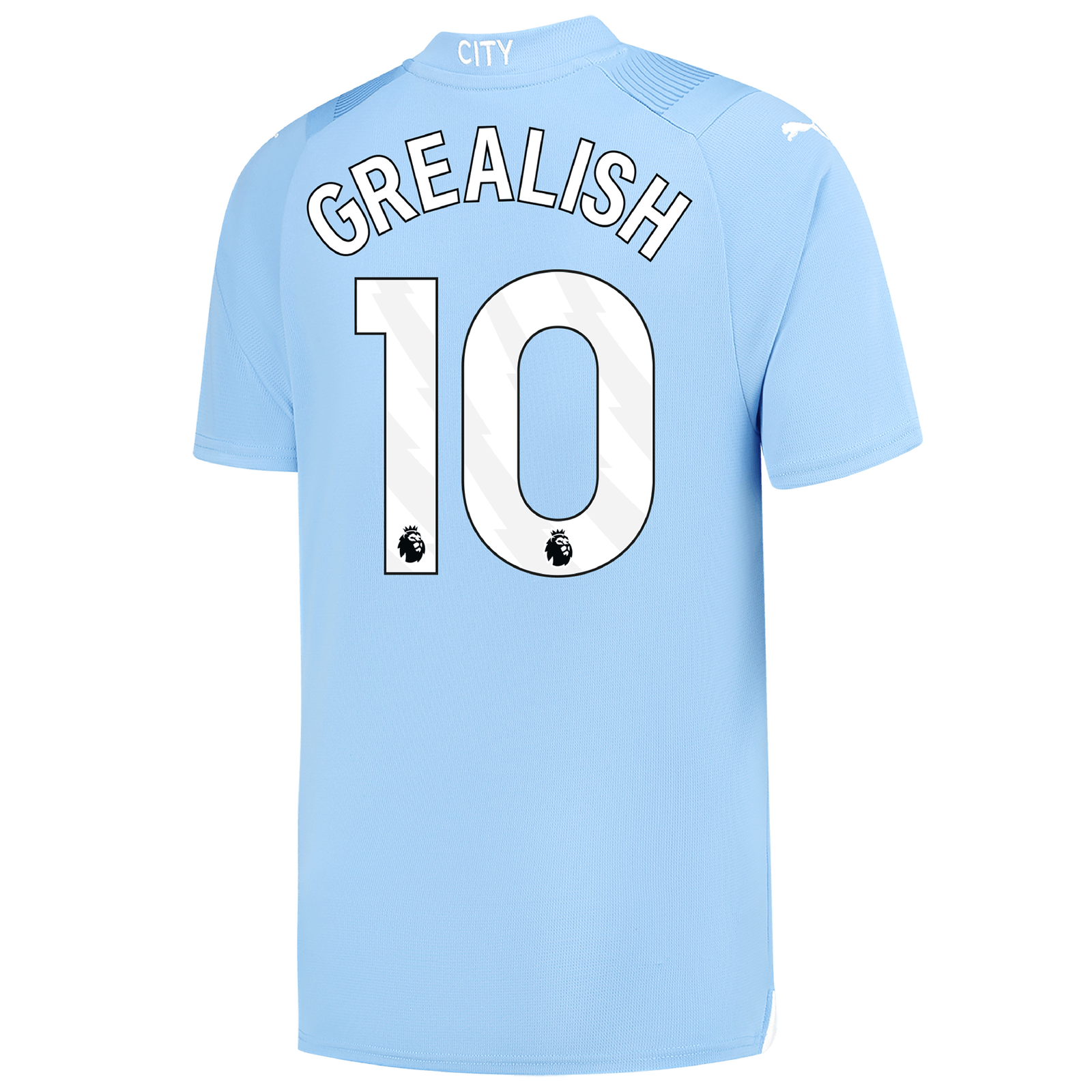 Manchester City's 23-24 Home Jersey featuring GREALISH with the number 10