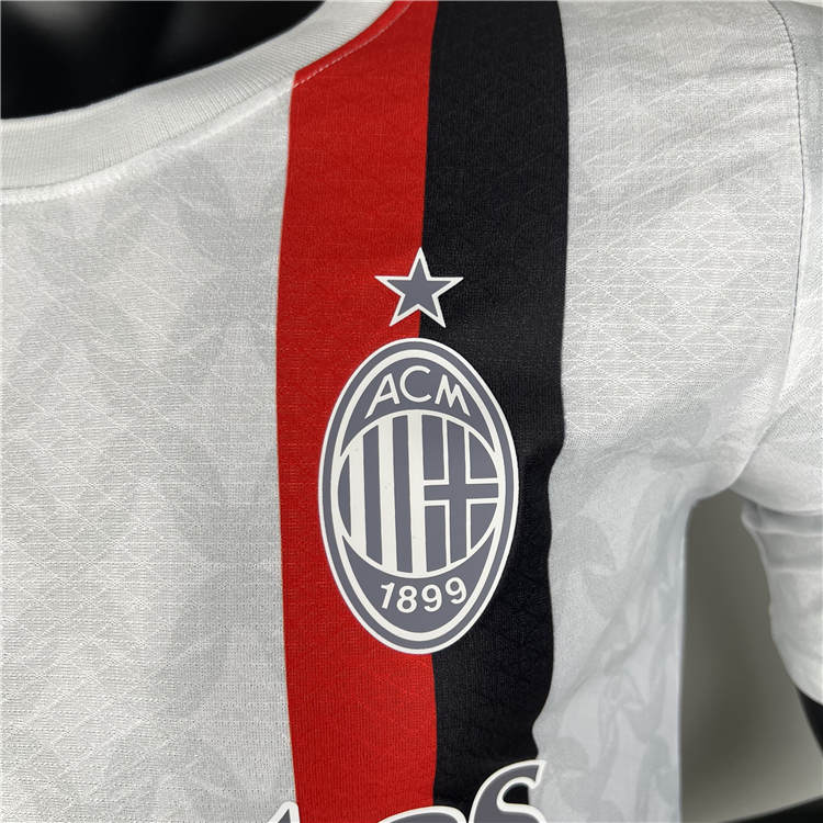 Moisture Wicking AC Milan Football Shirt 2324 Away White Soccer