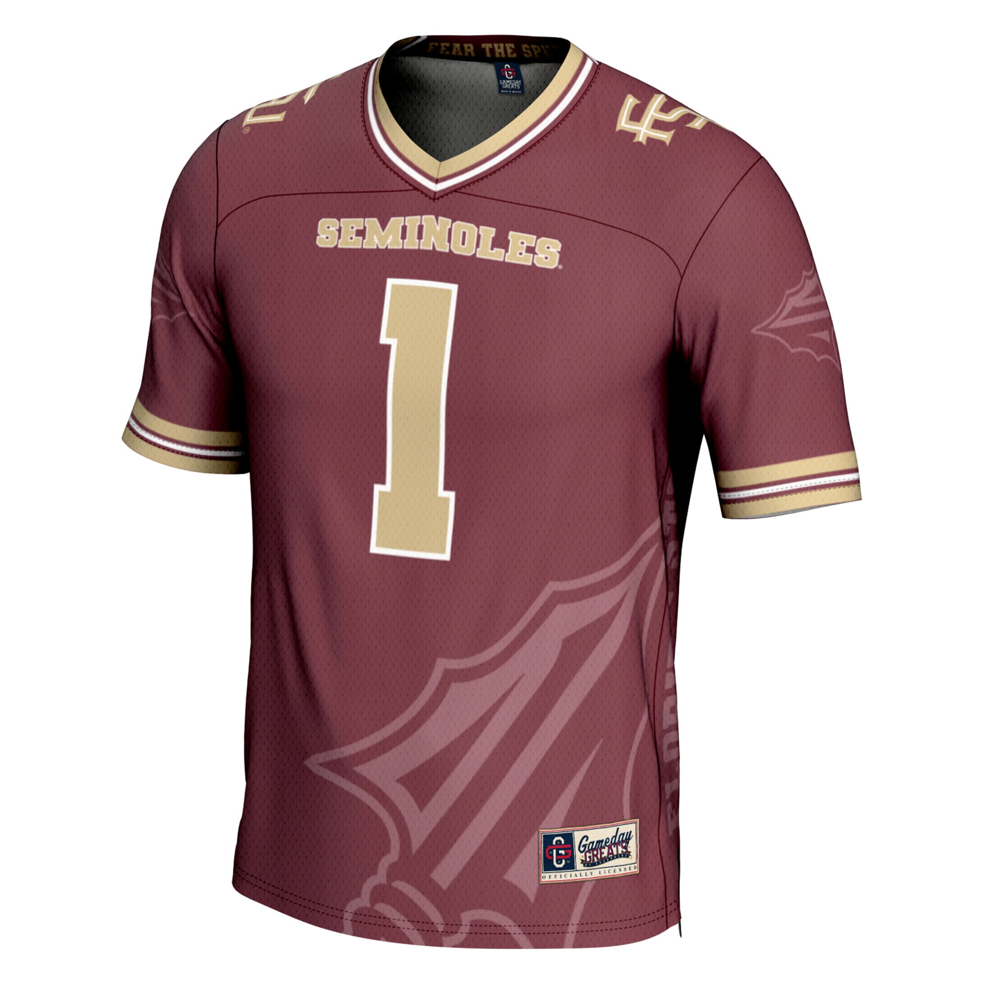 Youth #1 Garnet Florida State Seminoles Icon Print Football Fashion Jersey