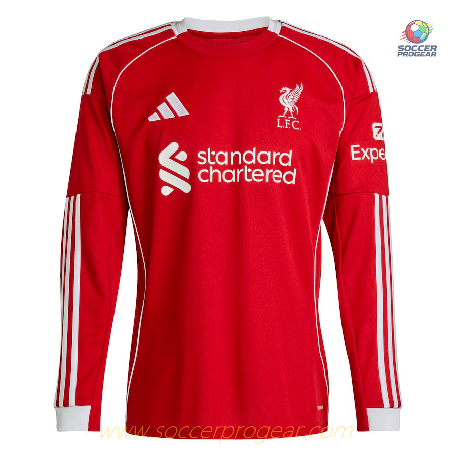 Liverpool Home Team Football Jersey 2025-26 Edition Long Sleeve Version