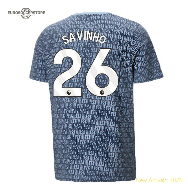 2024-2025 Man City Kids Gentle Savinho Jersey Performance Fabric