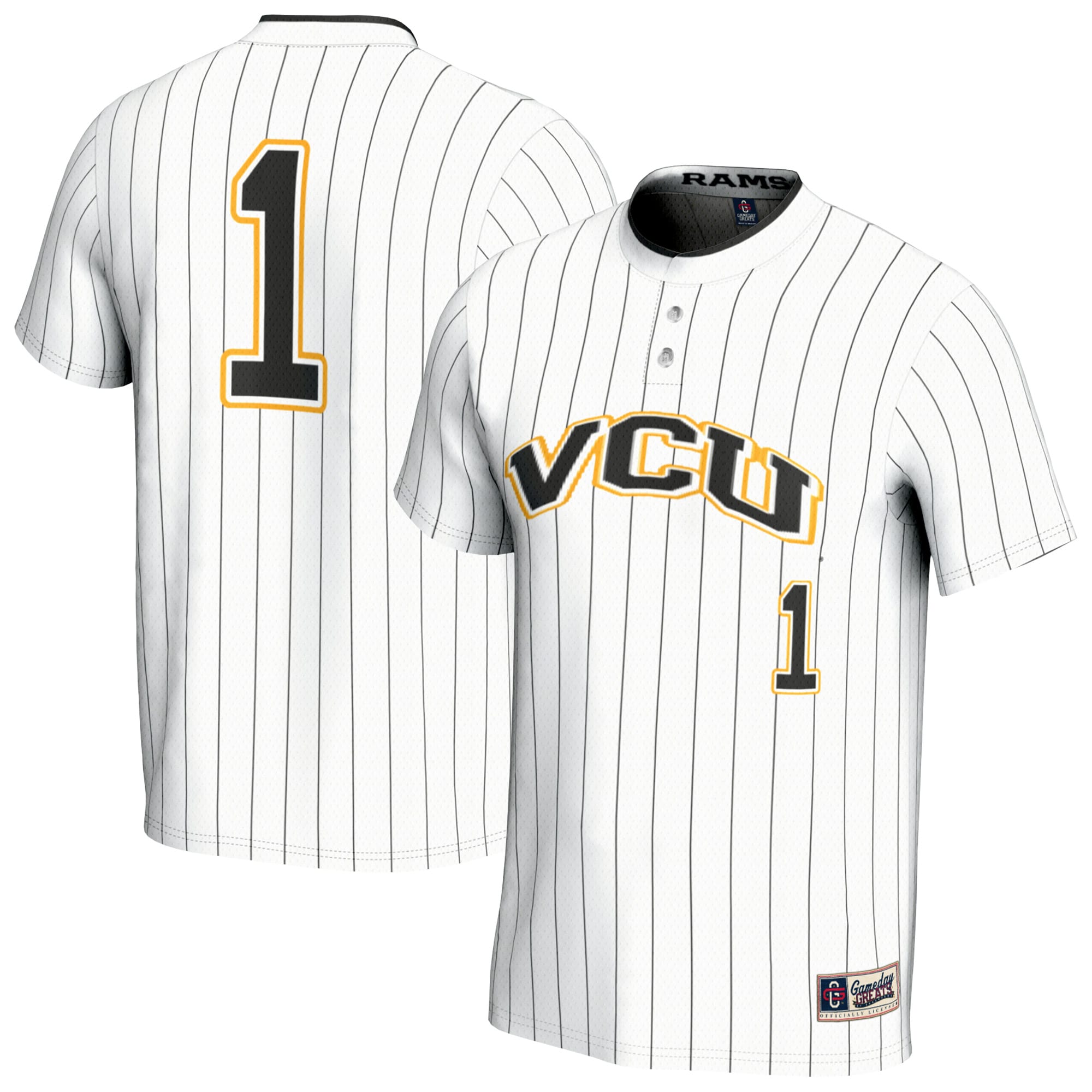 [NJP] VCU Rams GameDay Greats Unisex Lightweight Collegiate Softball Fashion Jersey - White