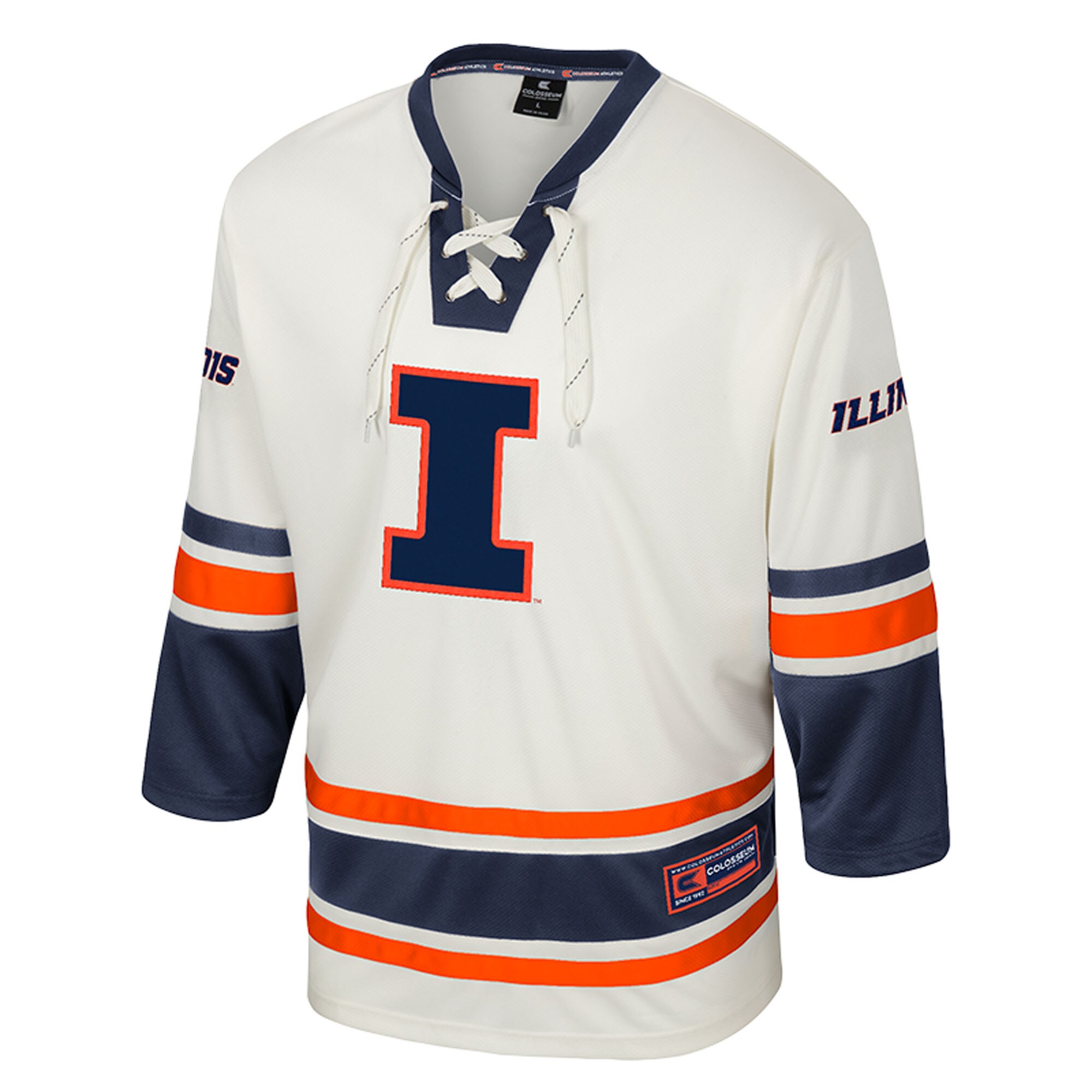 [NJP] Illinois Fighting Illini Colosseum Puck Proud Fashion Hockey Jersey - Cream