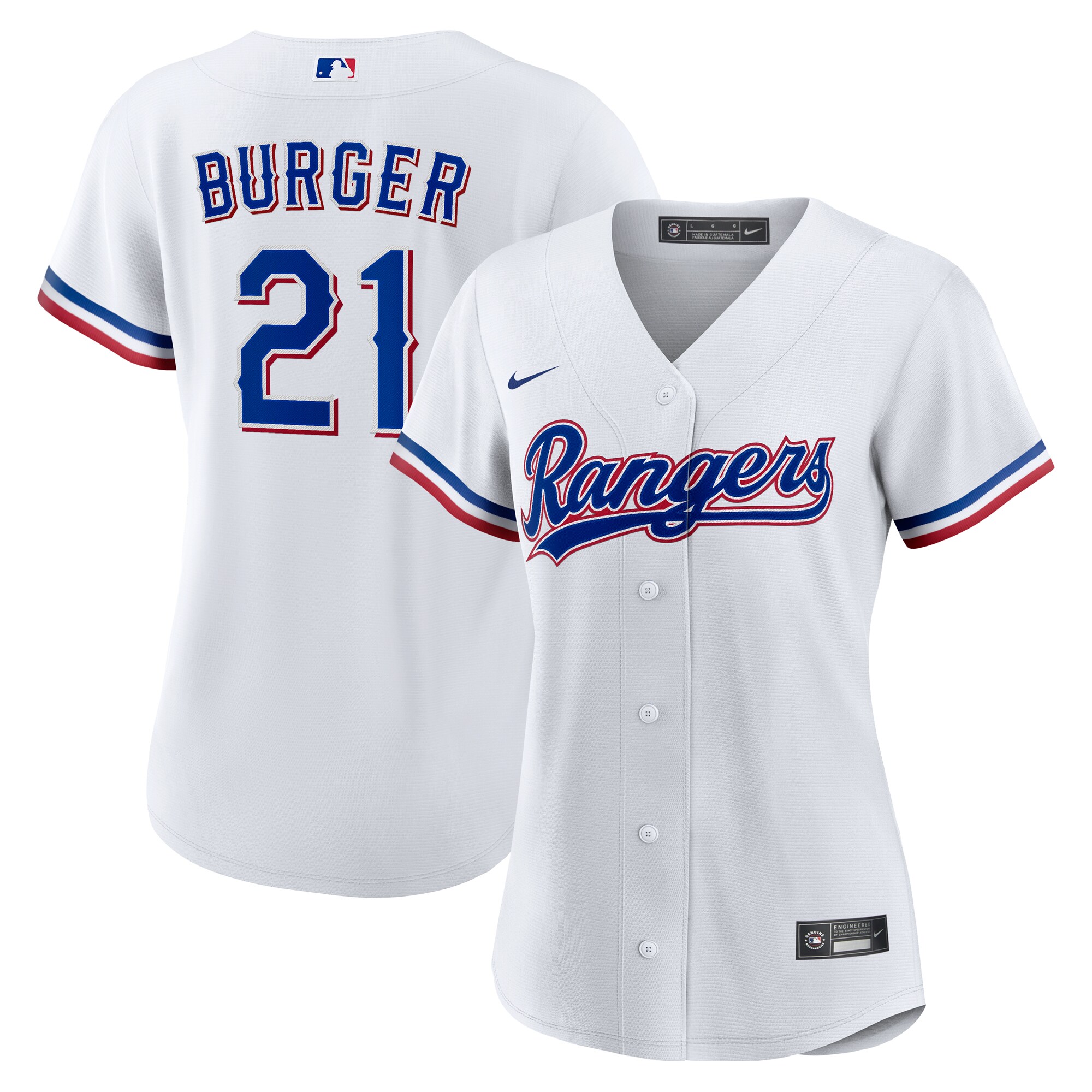 [JED] Youth Jake Burger Texas Rangers Women's Home Replica Jersey - White