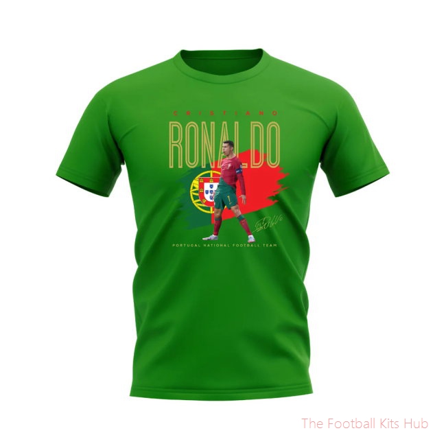 Cristiano Ronaldo Portugal Football Celebration T-Shirt (Green)