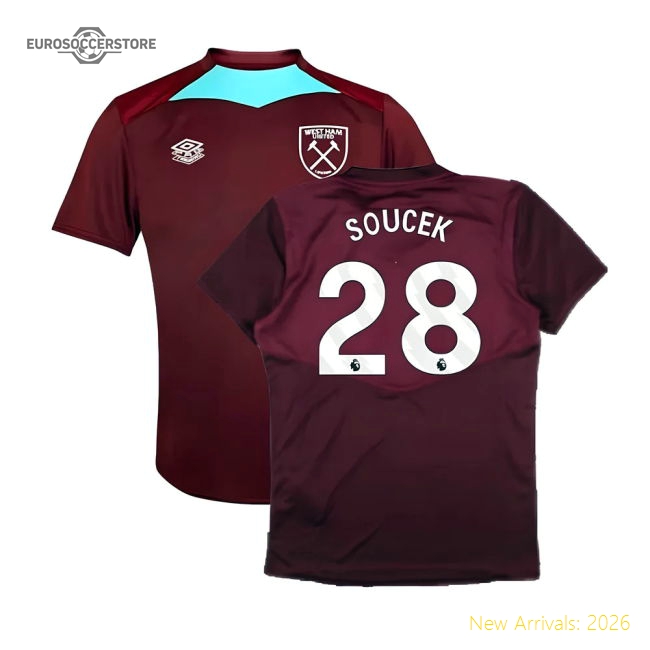 Premium 2024-2025 West Ham Training Jersey (wine) - Kids (soucek 28