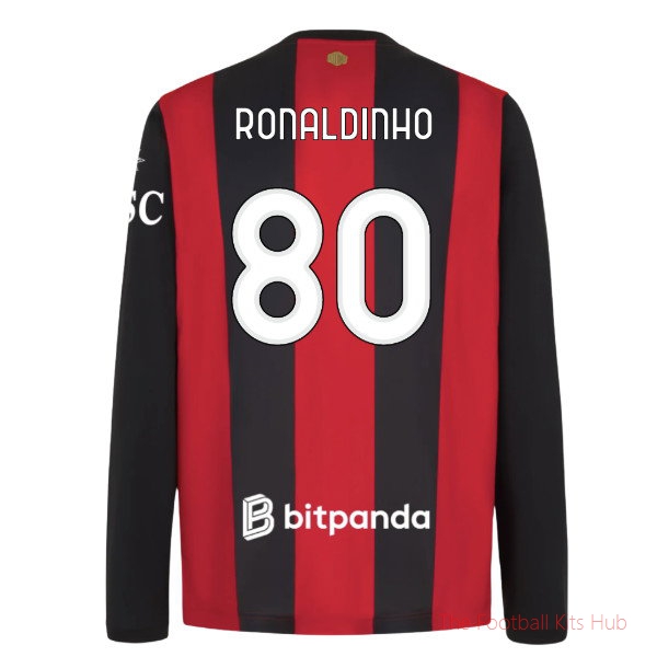 AC Milan 2026-2027 Long Sleeve Home Shirt (Ronaldinho 80)